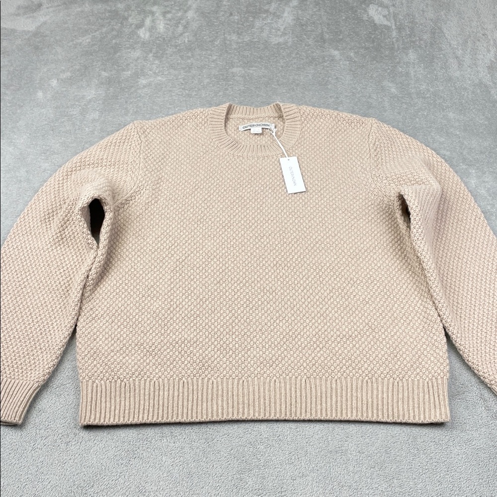 NEW Outerknown XXL Wool Cotton Harbor Knit Beige Textured Knit Sweater